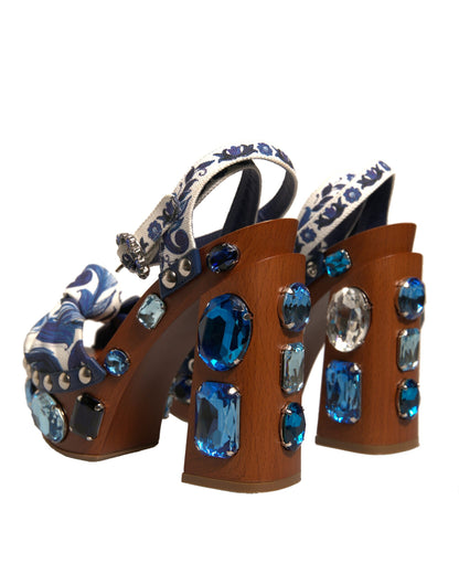 Dolce &amp; Gabbana Mehrfarbige Majolika-verzierte Keilsandaletten