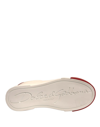 Dolce &amp; Gabbana Shoes Weiße Portofino-Sneaker aus Leder mit Logo
