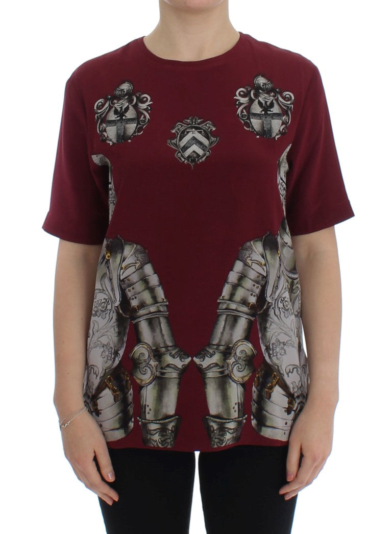 Dolce &amp; Gabbana – Seidenbluse mit rotem Ritter-Print