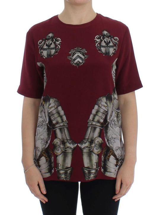 Dolce &amp; Gabbana – Seidenbluse mit rotem Ritter-Print