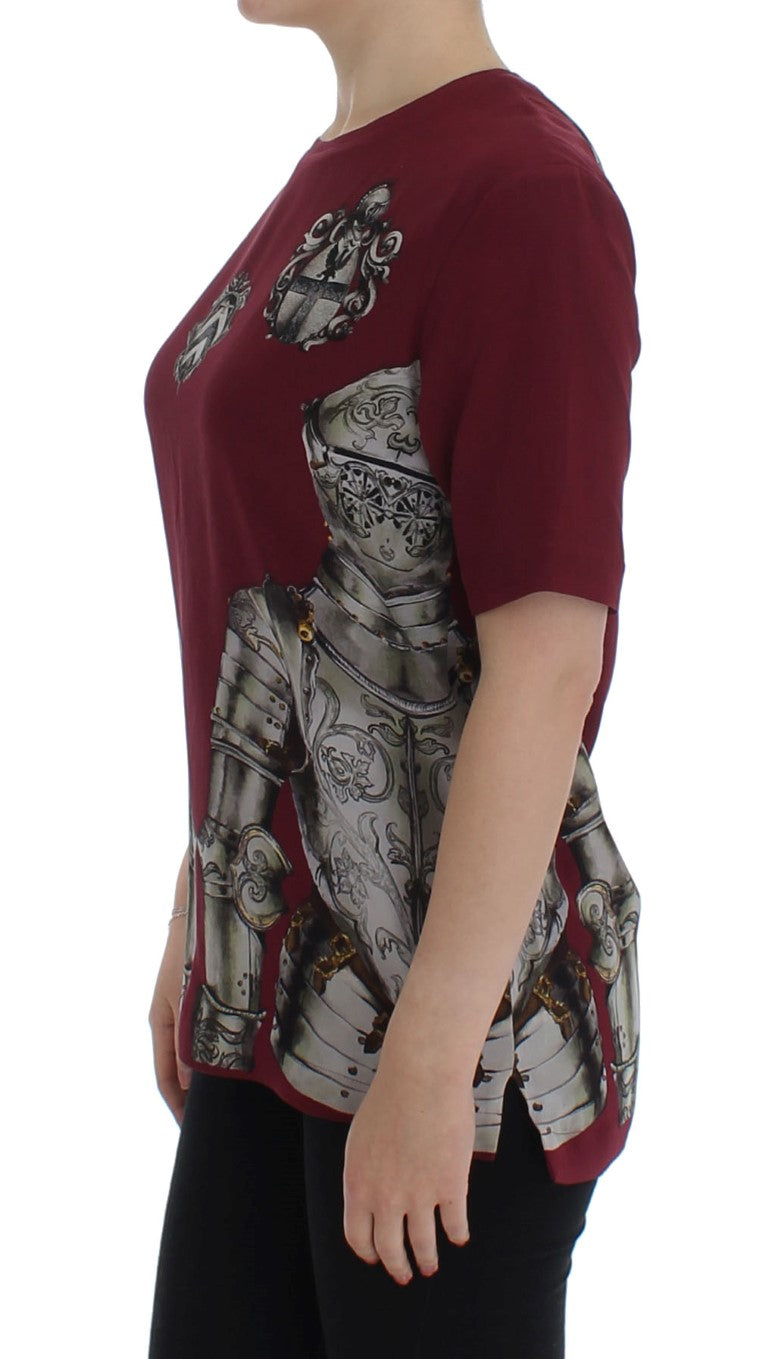Dolce &amp; Gabbana – Seidenbluse mit rotem Ritter-Print