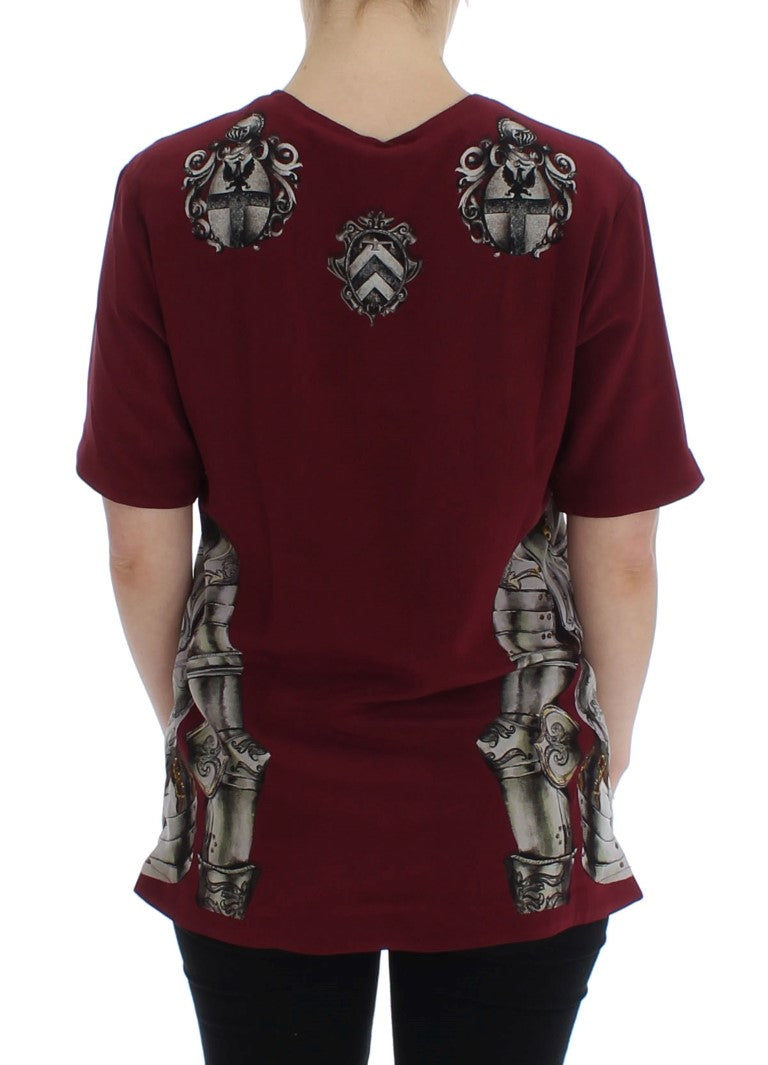 Dolce &amp; Gabbana – Seidenbluse mit rotem Ritter-Print