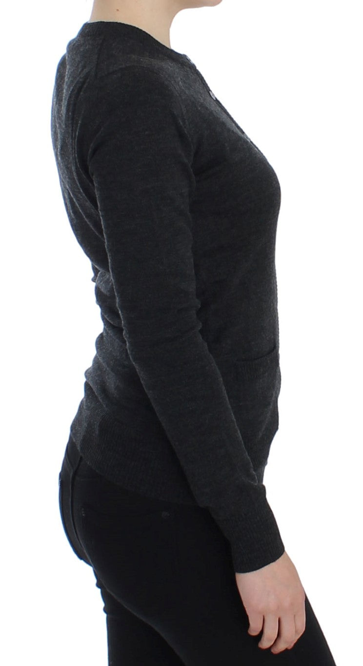 Dolce &amp; Gabbana Grauer Woll-Cardigan mit Knöpfen