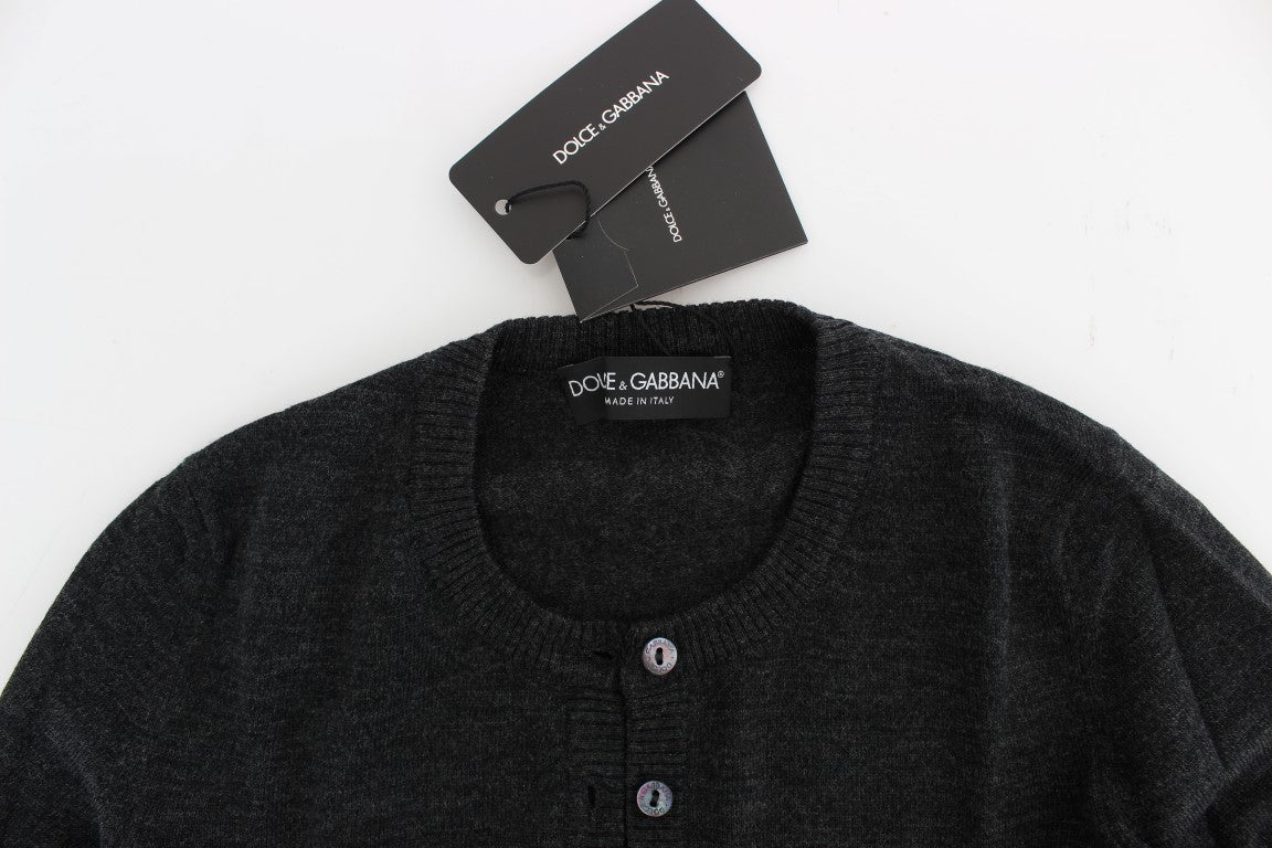 Dolce &amp; Gabbana Grauer Woll-Cardigan mit Knöpfen