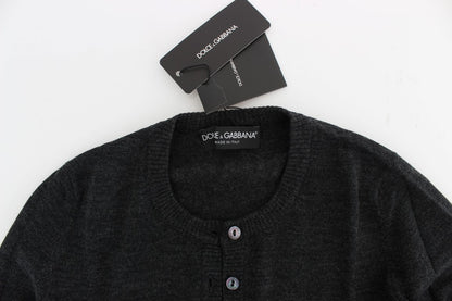 Dolce &amp; Gabbana Grauer Woll-Cardigan mit Knöpfen