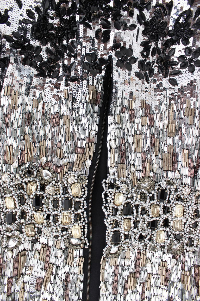 Dolce &amp; Gabbana Crystal Silver Runway Handmade Kleid
