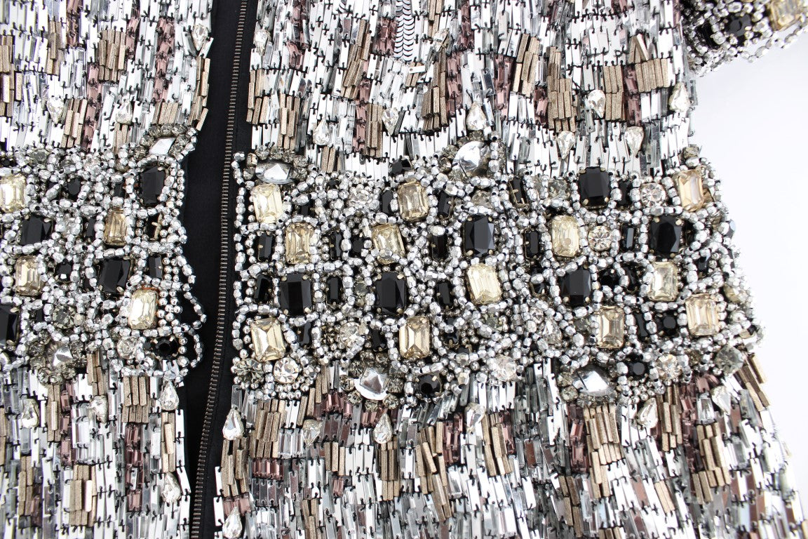 Dolce &amp; Gabbana Crystal Silver Runway Handmade Kleid