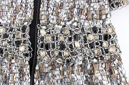 Dolce &amp; Gabbana Crystal Silver Runway Handmade Kleid
