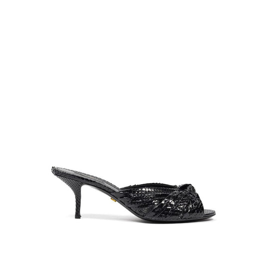 Dolce &amp; Gabbana – Schwarze Sandale aus Schlangenhaut
