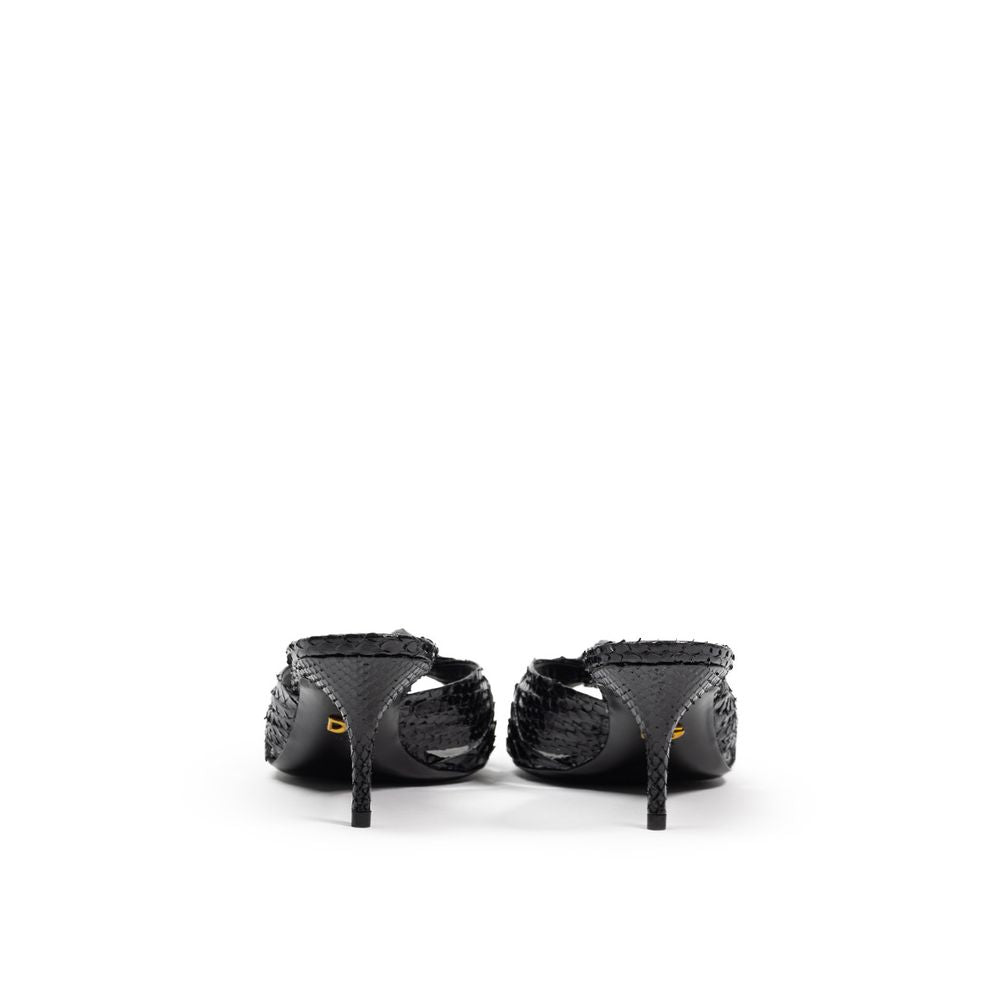 Dolce &amp; Gabbana Black Snake Skin Sandal