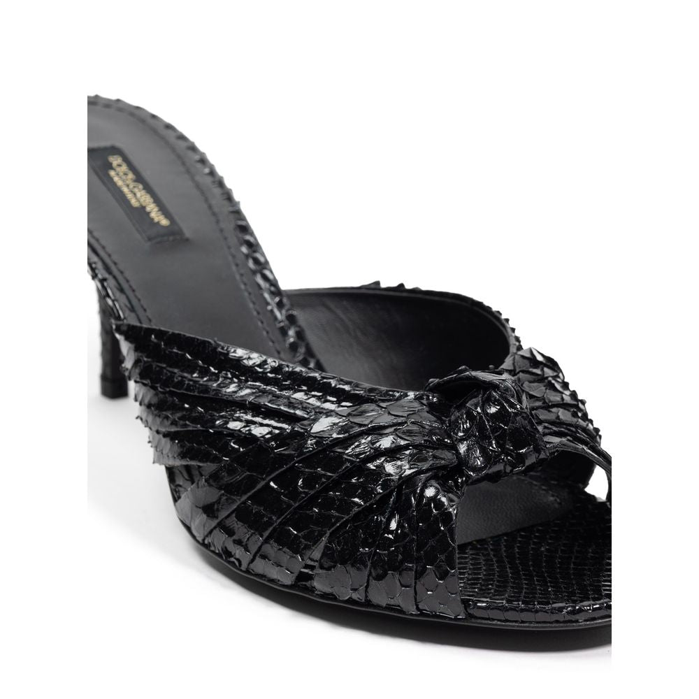 Dolce &amp; Gabbana Black Snake Skin Sandal