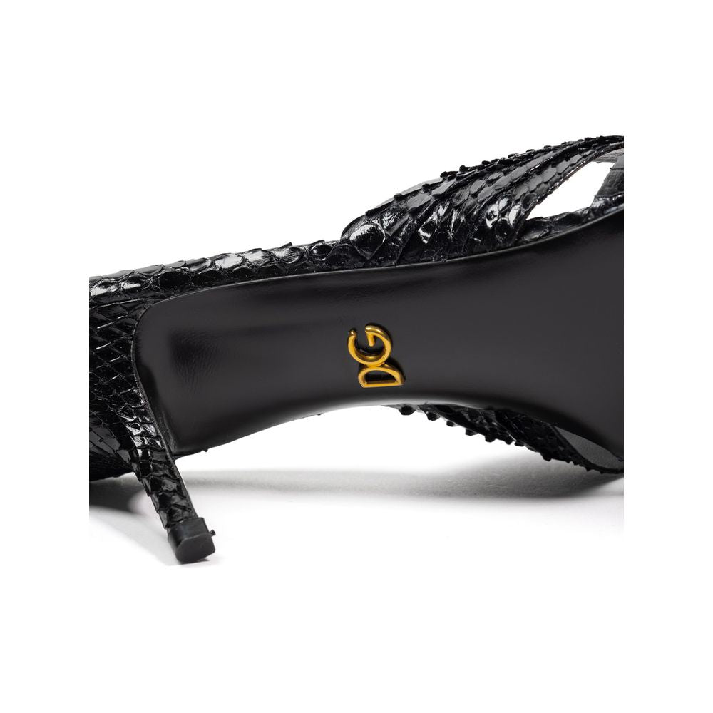 Dolce &amp; Gabbana Black Snake Skin Sandal