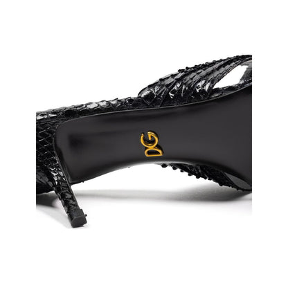 Dolce &amp; Gabbana Black Snake Skin Sandal