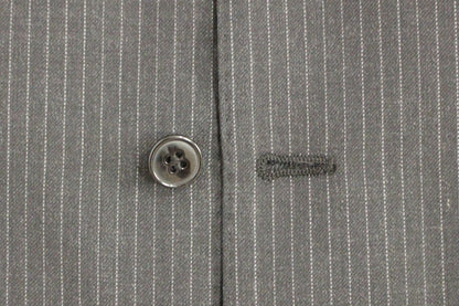Dolce &amp; Gabbana Grau gestreifte einreihige Strickjacke aus Wolle