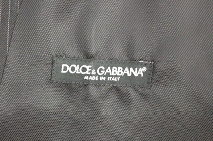 Dolce &amp; Gabbana Grau gestreifte einreihige Strickjacke aus Wolle