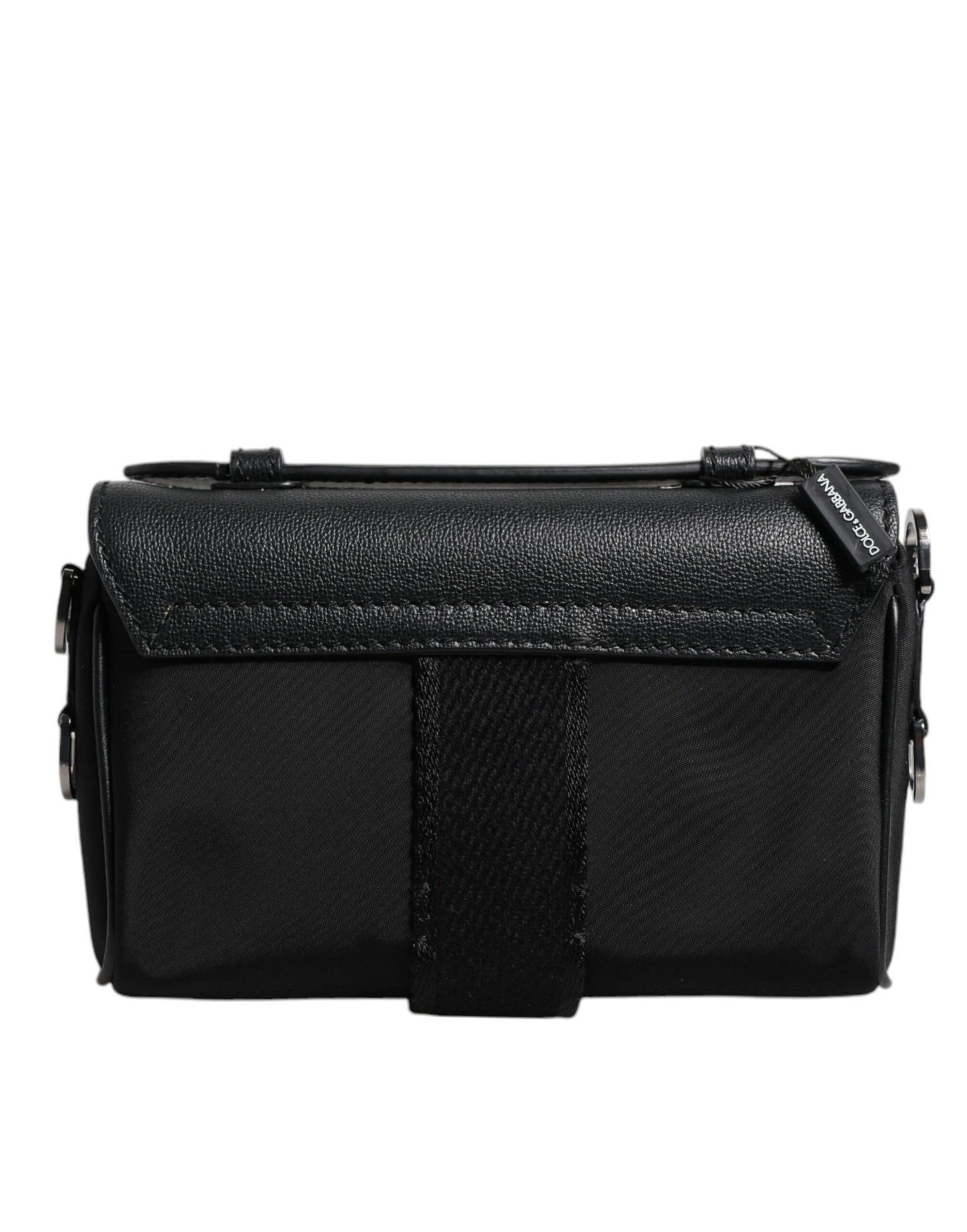 Dolce &amp; Gabbana Black Logo Plaque Leather Buckled Shoulder Crossbody Bag