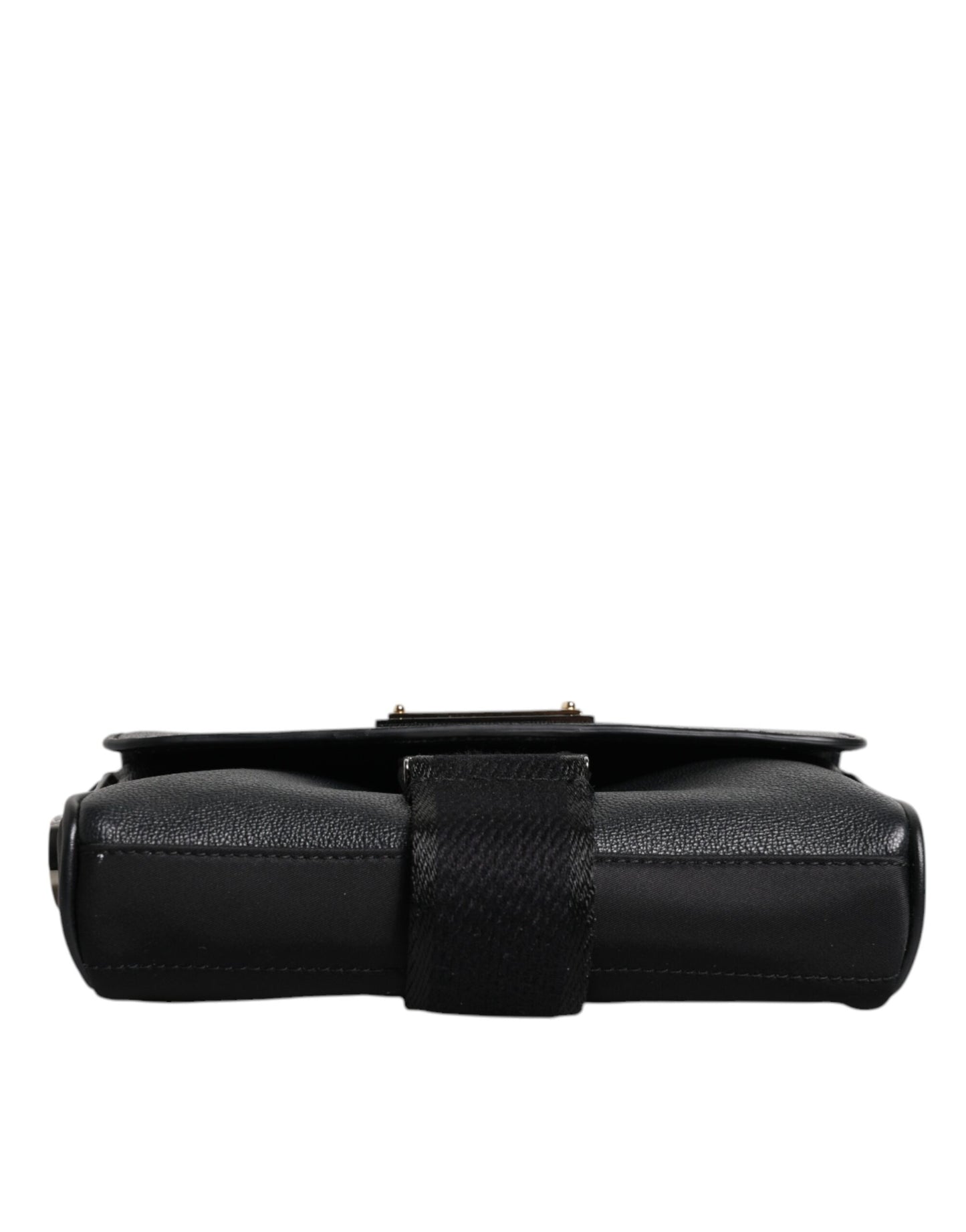 Dolce &amp; Gabbana Black Logo Plaque Leather Buckled Shoulder Crossbody Bag
