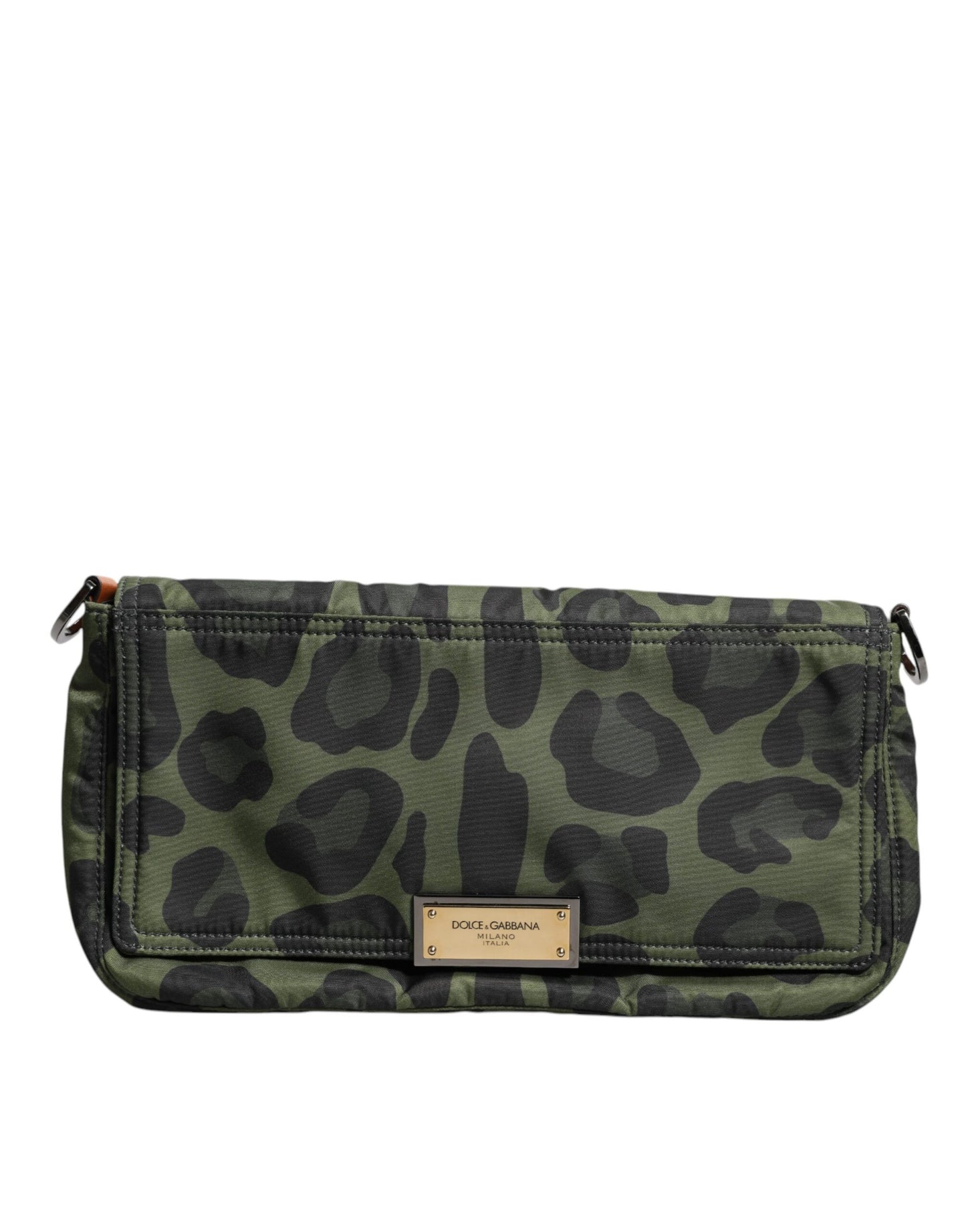 Dolce &amp; Gabbana Green Nylon Leopard Print Shell Messenger Crossbody Bag