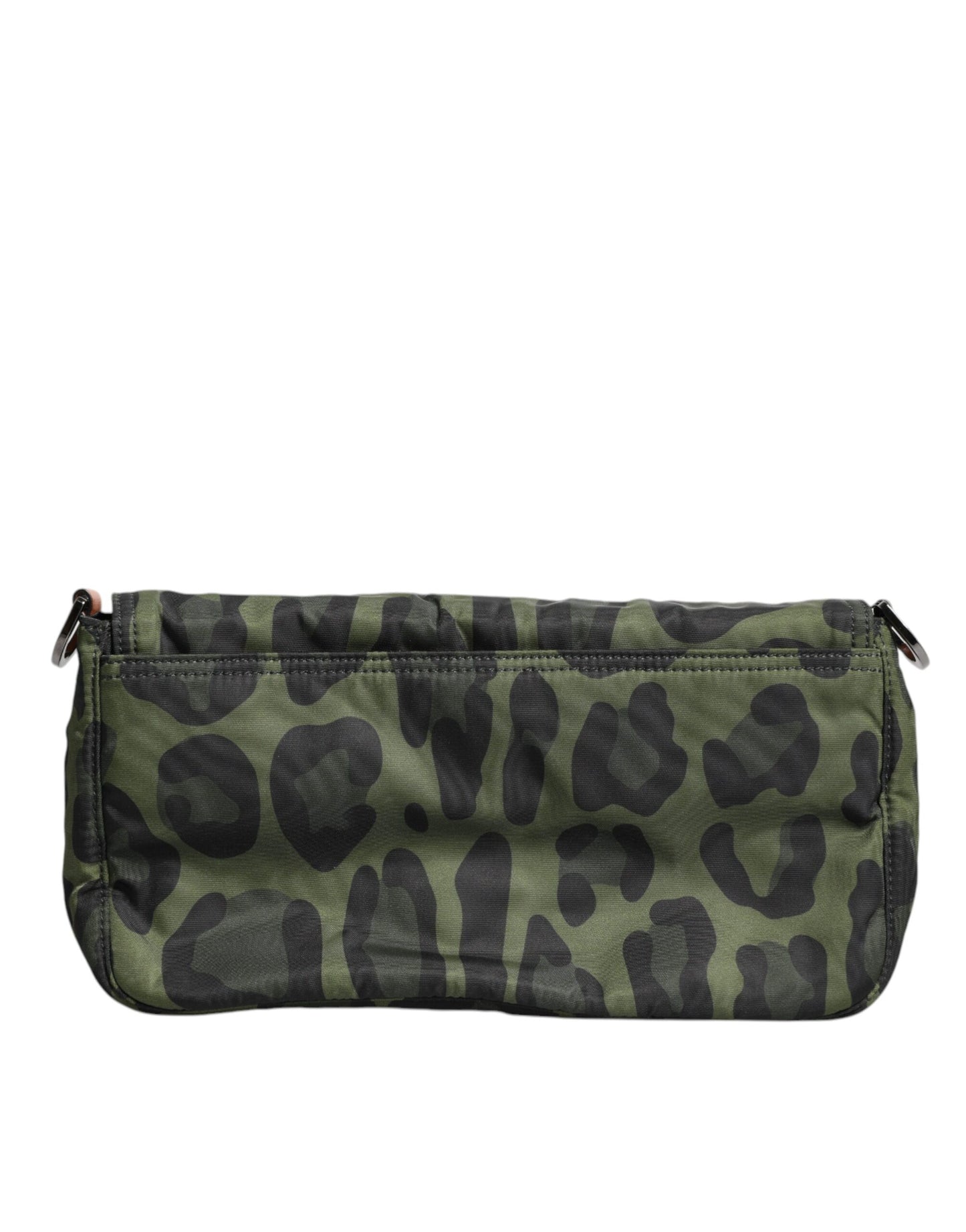 Dolce &amp; Gabbana Green Nylon Leopard Print Shell Messenger Crossbody Bag