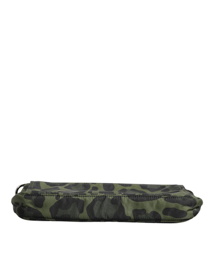 Dolce &amp; Gabbana Green Nylon Leopard Print Shell Messenger Crossbody Bag