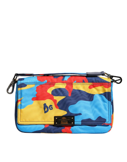 Dolce &amp; Gabbana – Mehrfarbige Umhängetasche aus Nylon mit Camouflage-Muster