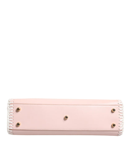 Dolce &amp; Gabbana Light Pink Logo Plaque Soft Leather Strap Crossbody Bag