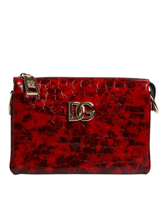 Dolce &amp; Gabbana Red Exotic Leather DG Logo Women Crossbody Bag