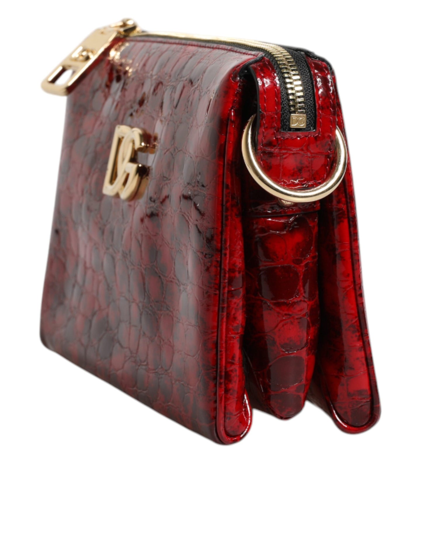 Dolce &amp; Gabbana Red Exotic Leather DG Logo Women Crossbody Bag