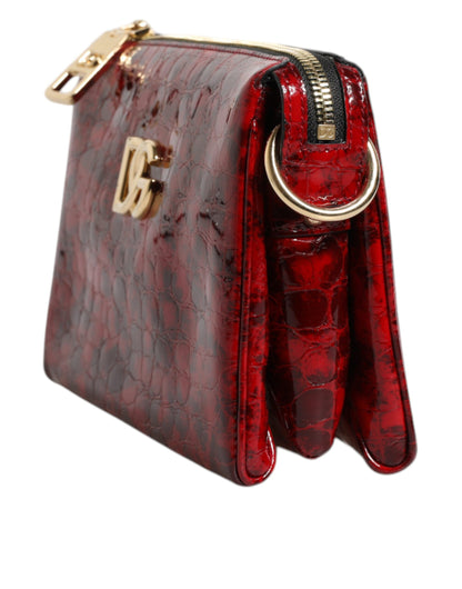 Dolce &amp; Gabbana Red Exotic Leather DG Logo Women Crossbody Bag
