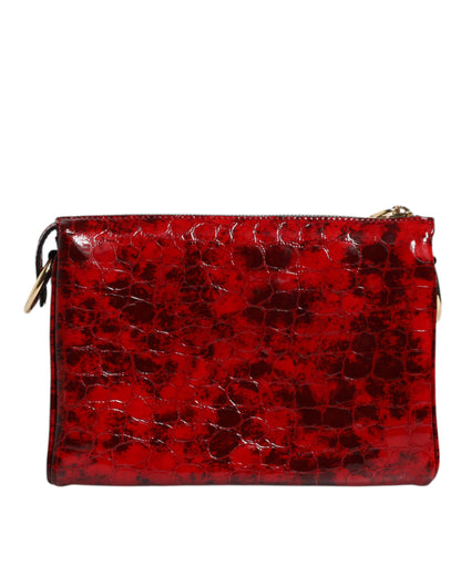 Dolce &amp; Gabbana Red Exotic Leather DG Logo Women Crossbody Bag