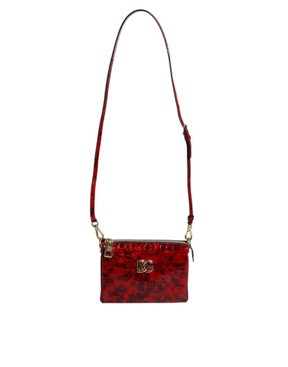 Dolce &amp; Gabbana Red Exotic Leather DG Logo Women Crossbody Bag