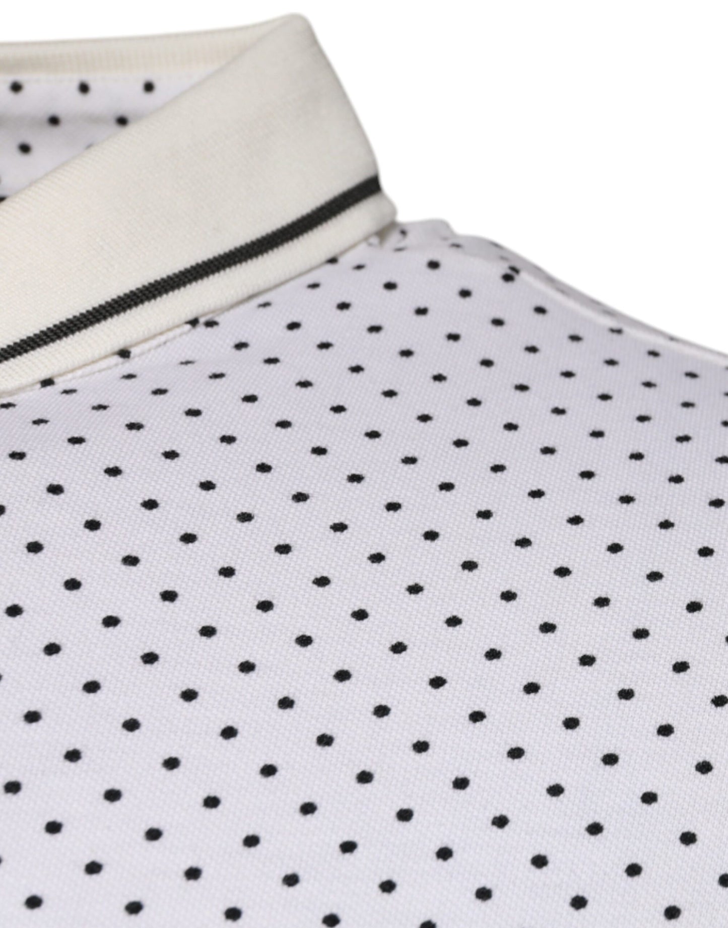 Dolce &amp; Gabbana White Polka Dot Cotton Collared Polo T-shirt