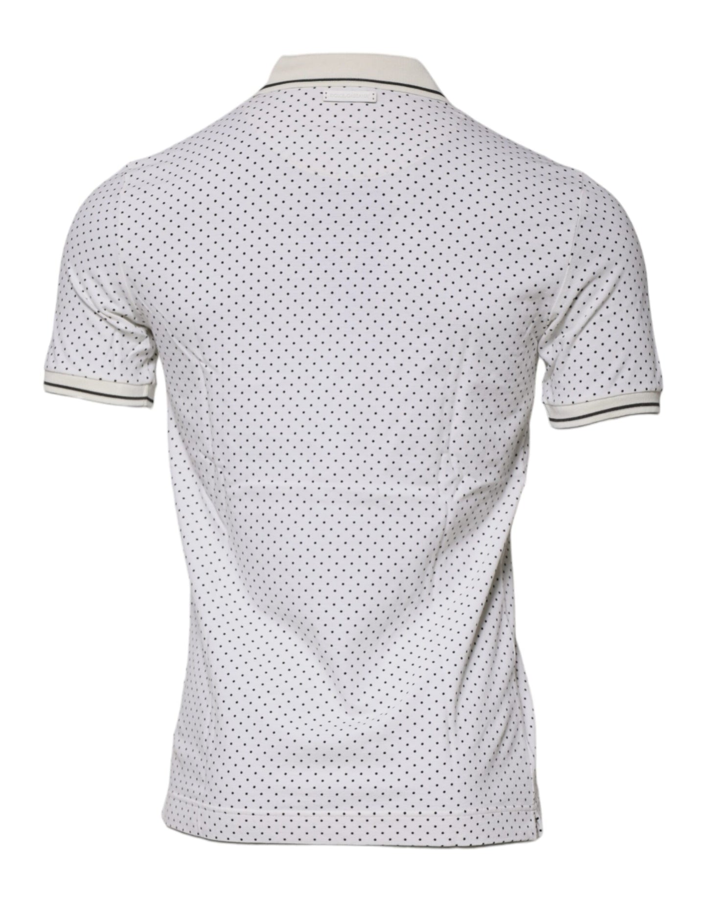 Dolce &amp; Gabbana White Polka Dot Cotton Collared Polo T-shirt