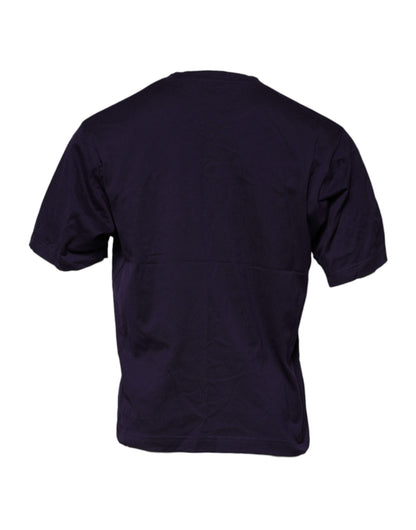 Dolce &amp; Gabbana Lilafarbenes T-Shirt aus Baumwolle mit Rundhalsausschnitt und DG-Logo