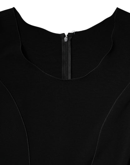 Emporio Armani – Schwarzes, kurzärmliges Etui-Midikleid aus Viskose