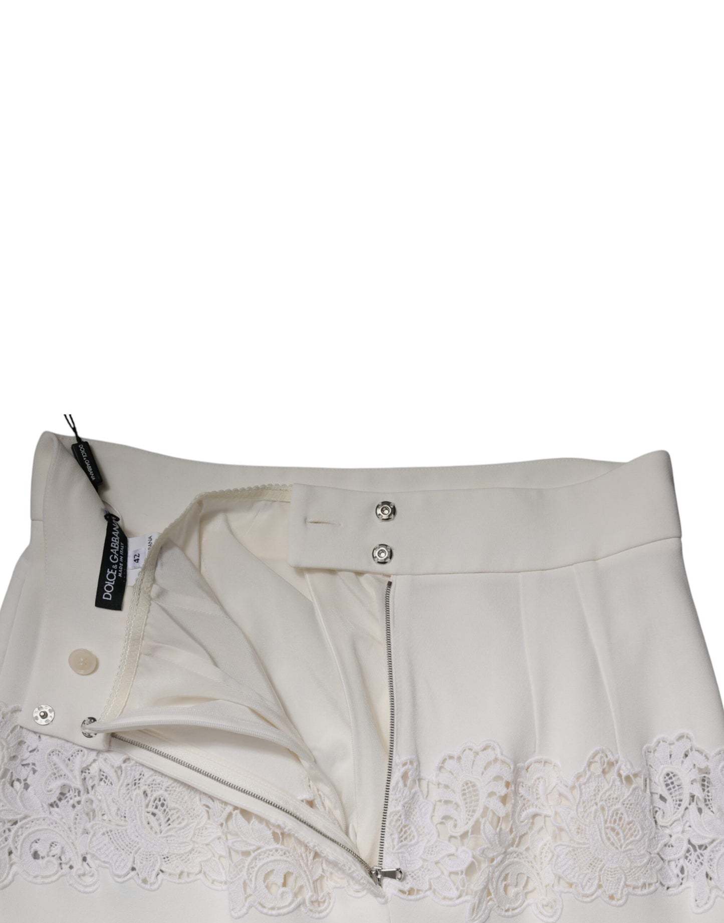 Dolce &amp; Gabbana – Weißer Bleistiftrock mit Blumenspitze und hoher Taille