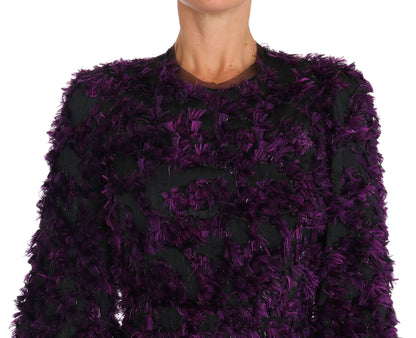 Dolce &amp; Gabbana – Lilafarbenes Midi-Etuikleid mit Fransen