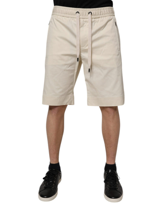 Dolce &amp; Gabbana Herren-Bermudashorts aus gebrochenem Weiß mit Baumwollstretch
