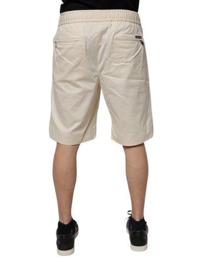 Dolce &amp; Gabbana Herren-Bermudashorts aus gebrochenem Weiß mit Baumwollstretch