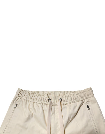 Dolce &amp; Gabbana Herren-Bermudashorts aus gebrochenem Weiß mit Baumwollstretch