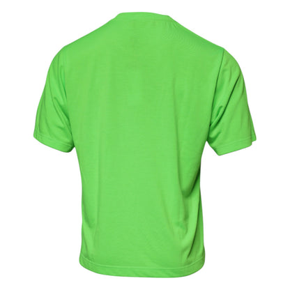 Dolce &amp; Gabbana – Grünes T-Shirt aus Polyester mit Rundhalsausschnitt und Logo