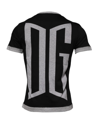 Dolce &amp; Gabbana Schwarzes Logo-T-Shirt aus Baumwolle mit Rundhalsausschnitt für Herren