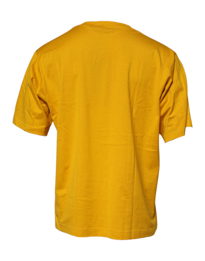 Dolce &amp; Gabbana Dunkelgelbes Logo-Baumwoll-T-Shirt mit Rundhalsausschnitt für Herren