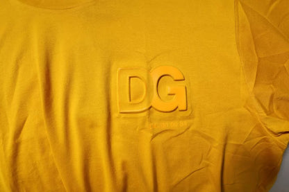 Dolce &amp; Gabbana Dunkelgelbes Logo-Baumwoll-T-Shirt mit Rundhalsausschnitt für Herren