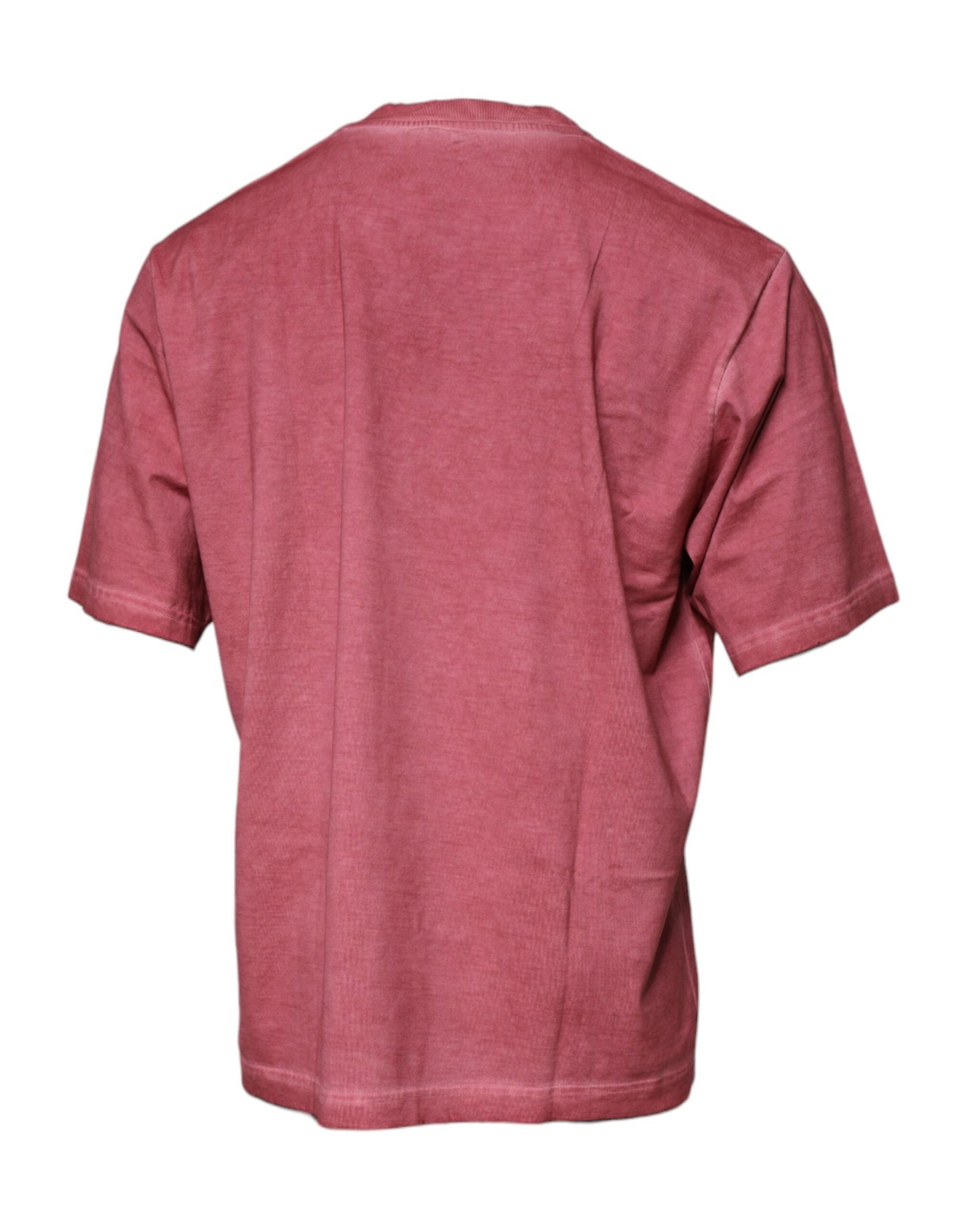 Dolce &amp; Gabbana – Rosafarbenes Baumwoll-T-Shirt mit Rundhalsausschnitt und Logo-Print