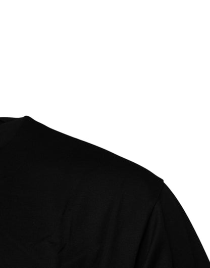Dolce &amp; Gabbana – Schwarzes Baumwoll-T-Shirt mit Rundhalsausschnitt und Logo-Patch