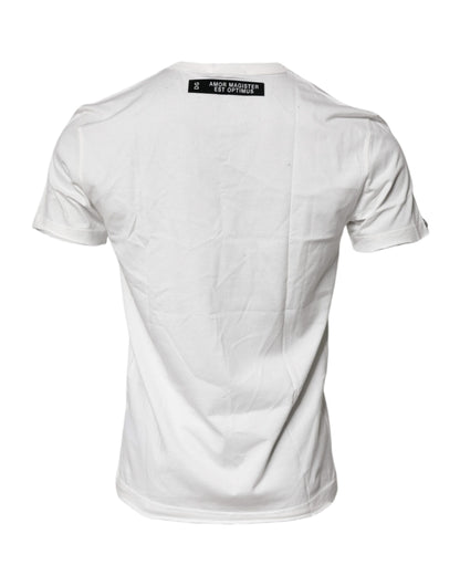 Dolce &amp; Gabbana – Weißes Baumwoll-T-Shirt mit Rundhalsausschnitt und grafischem Print
