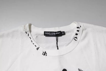 Dolce &amp; Gabbana – Weißes Baumwoll-T-Shirt mit Rundhalsausschnitt und grafischem Print