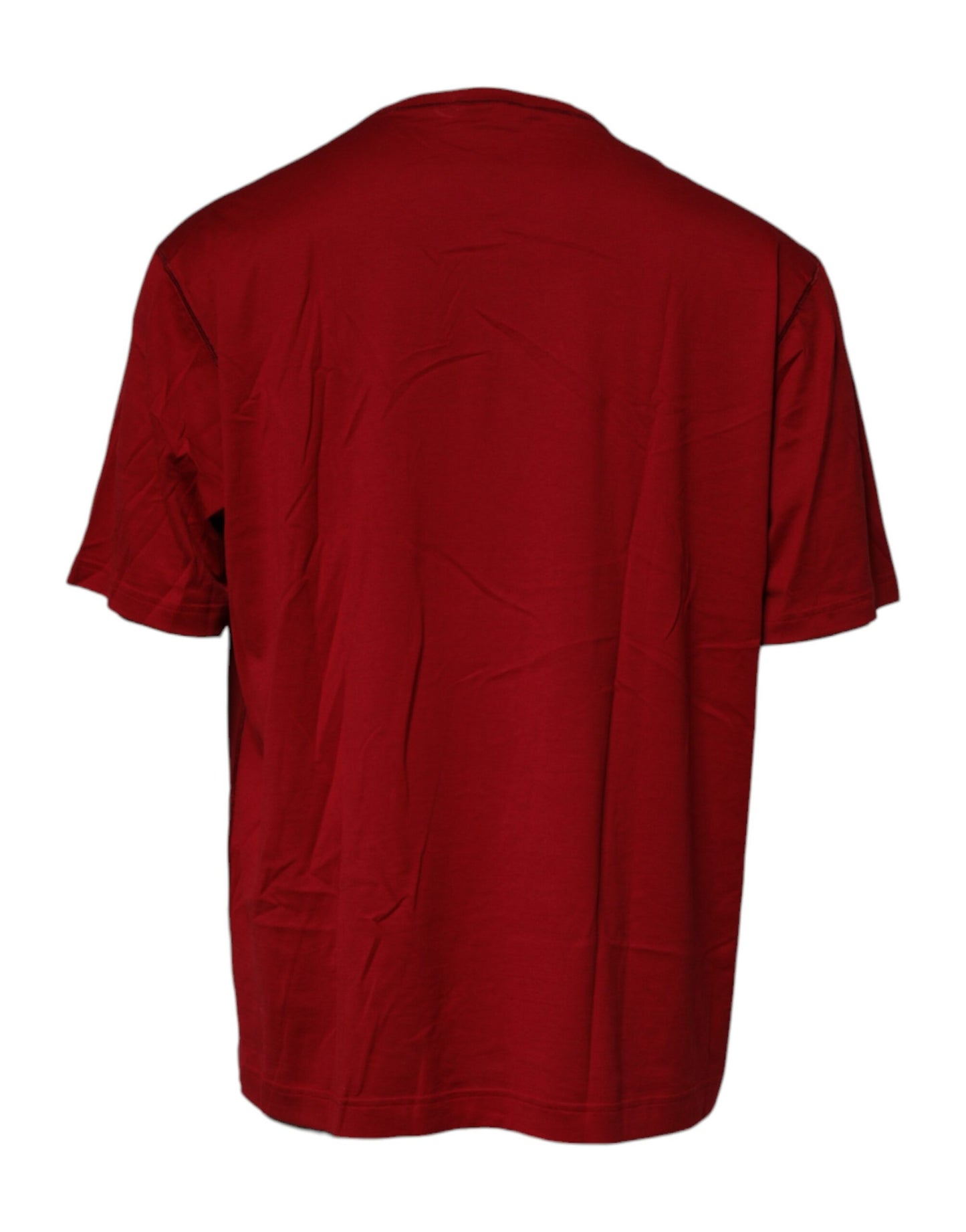 Dolce &amp; Gabbana Red Logo Tape Cotton Crew Neck T-shirt