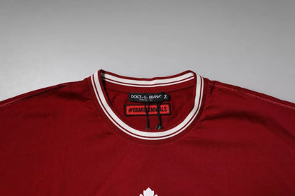 Dolce &amp; Gabbana – Rotes Baumwoll-T-Shirt mit Rundhalsausschnitt und Krone